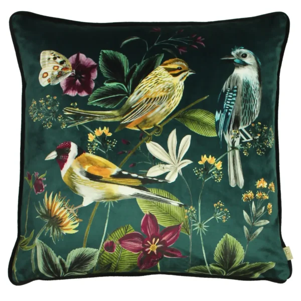 Midnight Garden Birds 43cm Cushion - Green from
