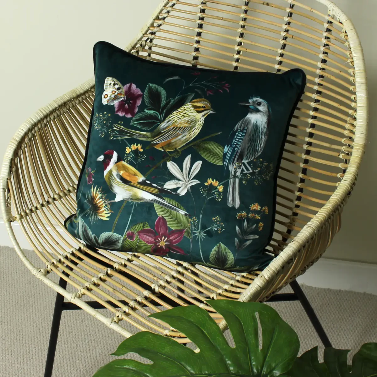 Midnight Garden Birds 43cm Cushion - Green by Midnight Garden Birds 43cm Cushion - Green from