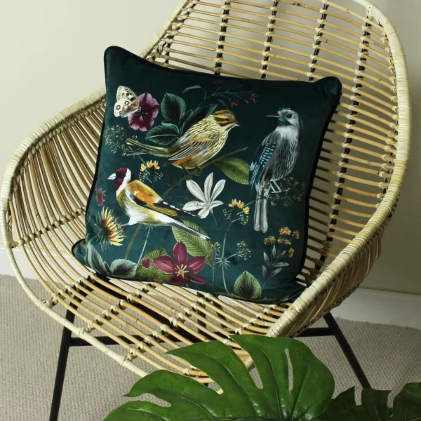 Midnight Garden Birds 43cm Cushion - Green from
