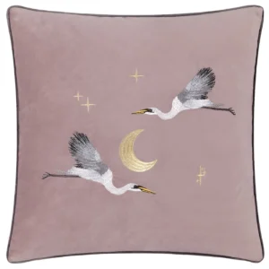 Moonlit Flight Velvet 45cm Cushion - Dusty Pink