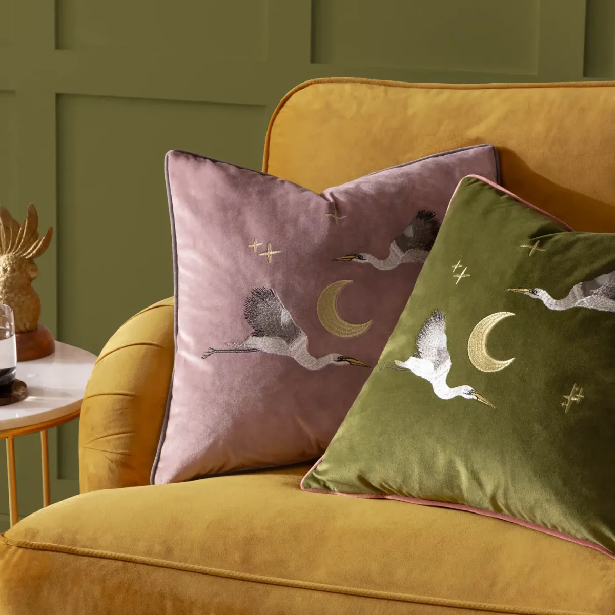 Moonlit Flight Velvet 45cm Cushion - Dusty Pink by Moonlit Flight Velvet 45cm Cushion - Dusty Pink from
