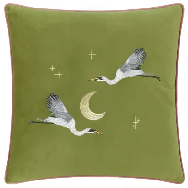 Moonlit Flight Velvet 45cm Cushion - Olive by Moonlit Flight Velvet 45cm Cushion - Olive from