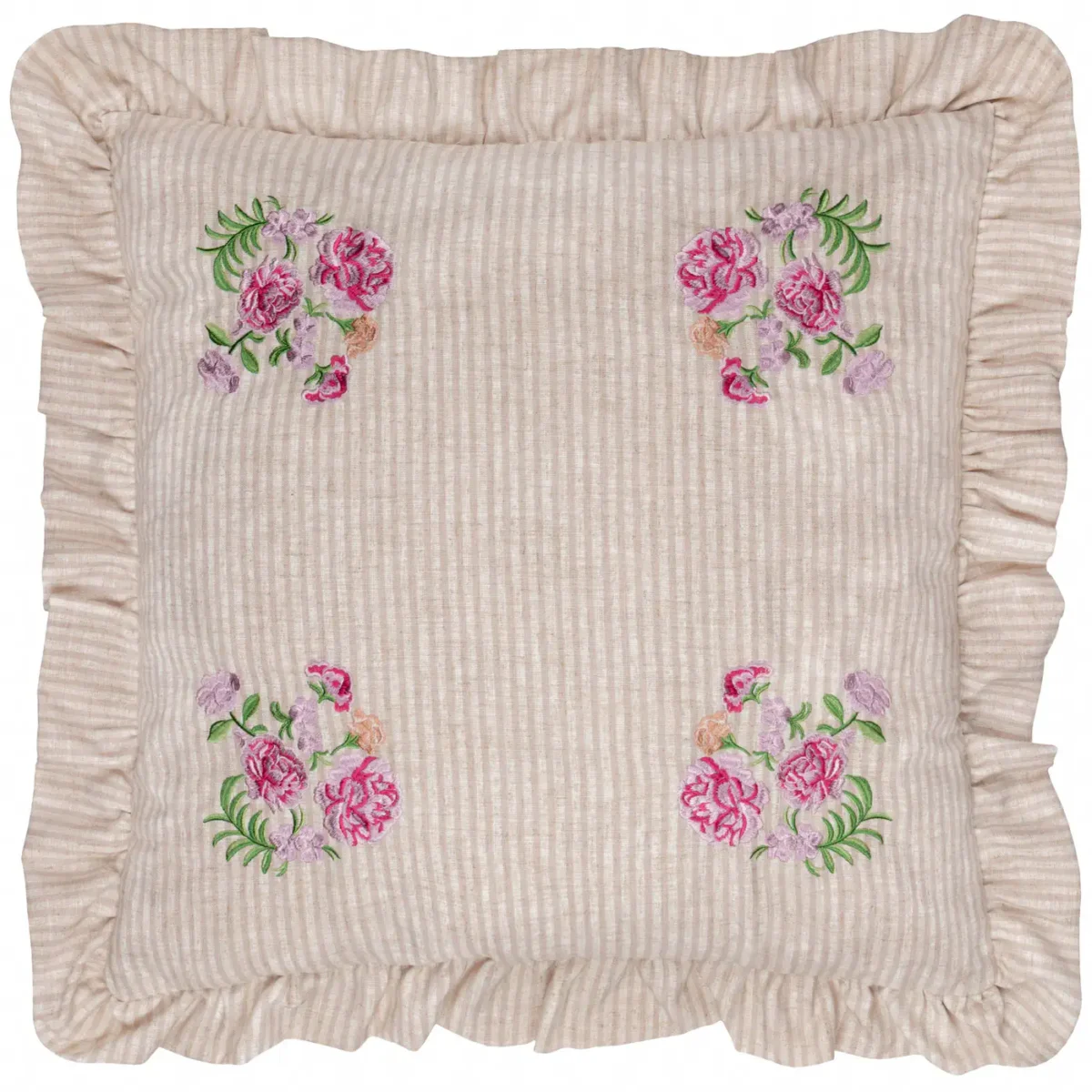 Martha Embroidered Ruffle 50cm Cushion - Pink by Martha Embroidered Ruffle 50cm Cushion - Pink from