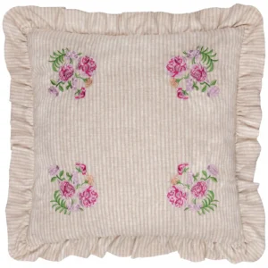 Martha Embroidered Ruffle 50cm Cushion - Pink