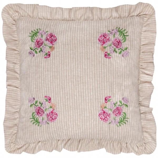 Martha Embroidered Ruffle 50cm Cushion - Pink from