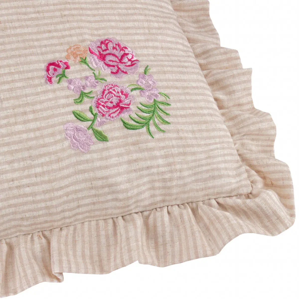 Martha Embroidered Ruffle 50cm Cushion - Pink by Martha Embroidered Ruffle 50cm Cushion - Pink from