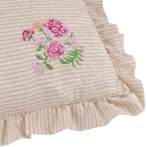 Martha Embroidered Ruffle 50cm Cushion - Pink from