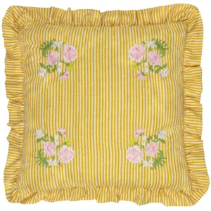 Martha Embroidered Ruffle 50cm Cushion - Yellow