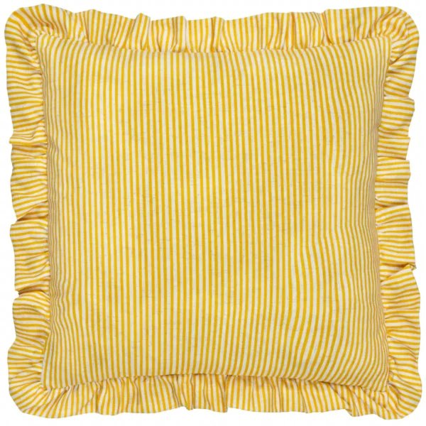 Martha Embroidered Ruffle 50cm Cushion - Yellow from