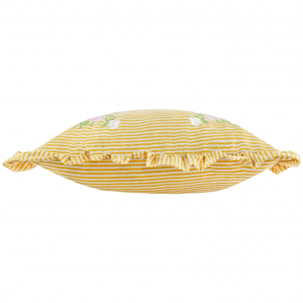 Martha Embroidered Ruffle 50cm Cushion - Yellow by Martha Embroidered Ruffle 50cm Cushion - Yellow from