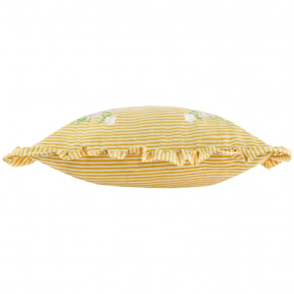 Martha Embroidered Ruffle 50cm Cushion - Yellow from