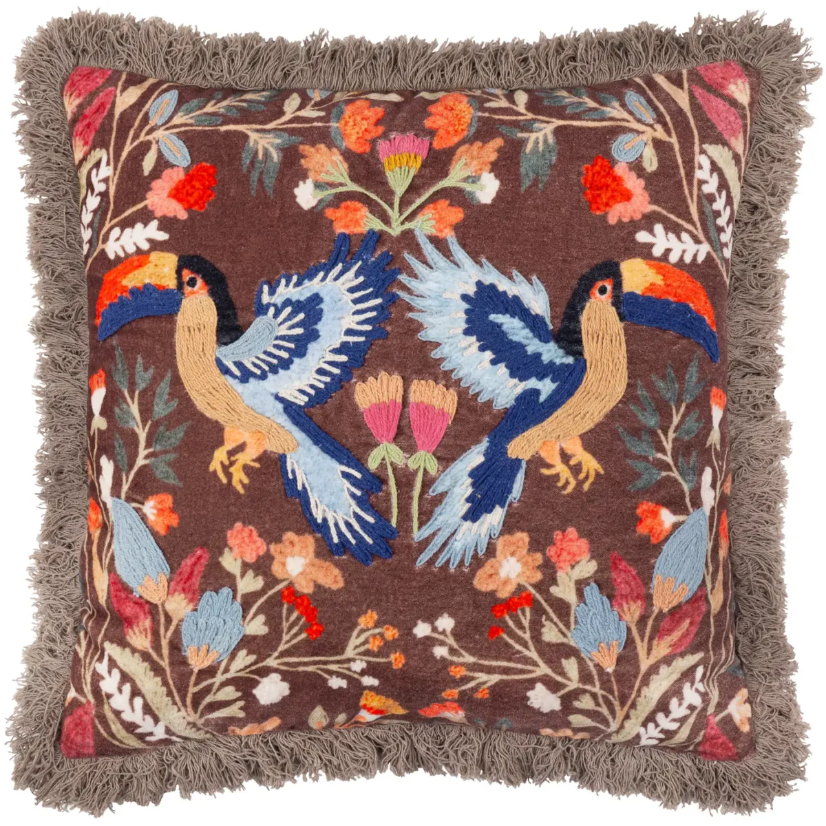 Mirrored Toucan Embroidered 45cm Cushion - Multi by Mirrored Toucan Embroidered 45cm Cushion - Multi from