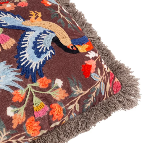Mirrored Toucan Embroidered 45cm Cushion - Multi from