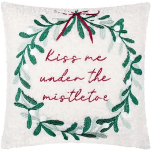 Mistletoe Wreath Embroidered 45cm Cushion - Multi