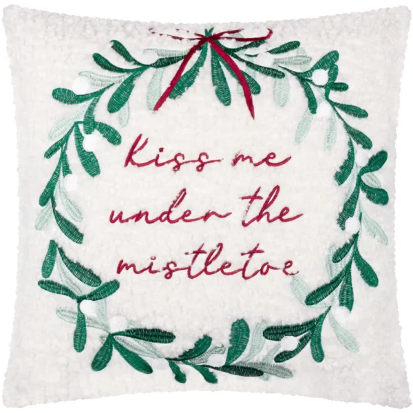 Mistletoe Wreath Embroidered 45cm Cushion - Multi by Mistletoe Wreath Embroidered 45cm Cushion - Multi from