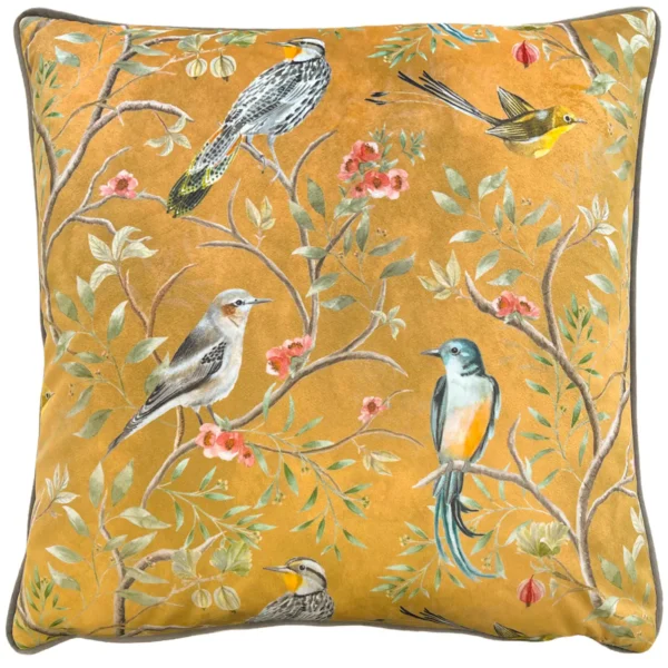 Orient Chinoiserie Birds 43cm Cushion - Gold by Orient Chinoiserie Birds 43cm Cushion - Gold from