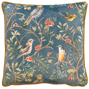 Orient Chinoiserie Birds 43cm Cushion - Slate Blue