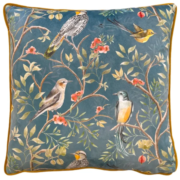 Orient Chinoiserie Birds 43cm Cushion - Slate Blue by Orient Chinoiserie Birds 43cm Cushion - Slate Blue from