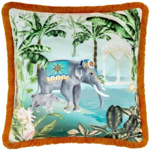 Odisha Scene Velvet 50cm Cushion - Multi