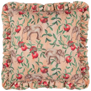 Okara Elephant 50Cm Cushion - Peach / Linen