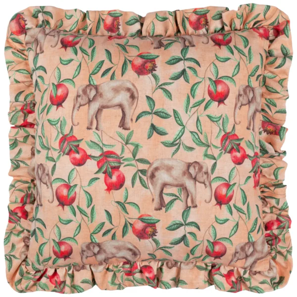 Okara Elephant 50Cm Cushion - Peach / Linen from