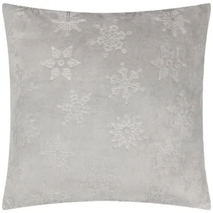 Snowflakes Faux Fur 50cm Cushion - Grey