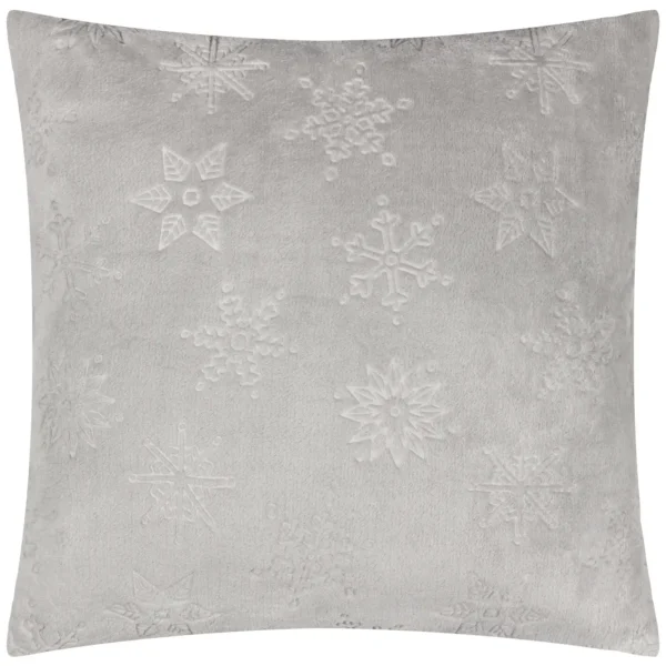 Snowflakes Faux Fur 50cm Cushion - Grey by Snowflakes Faux Fur 50cm Cushion - Grey from