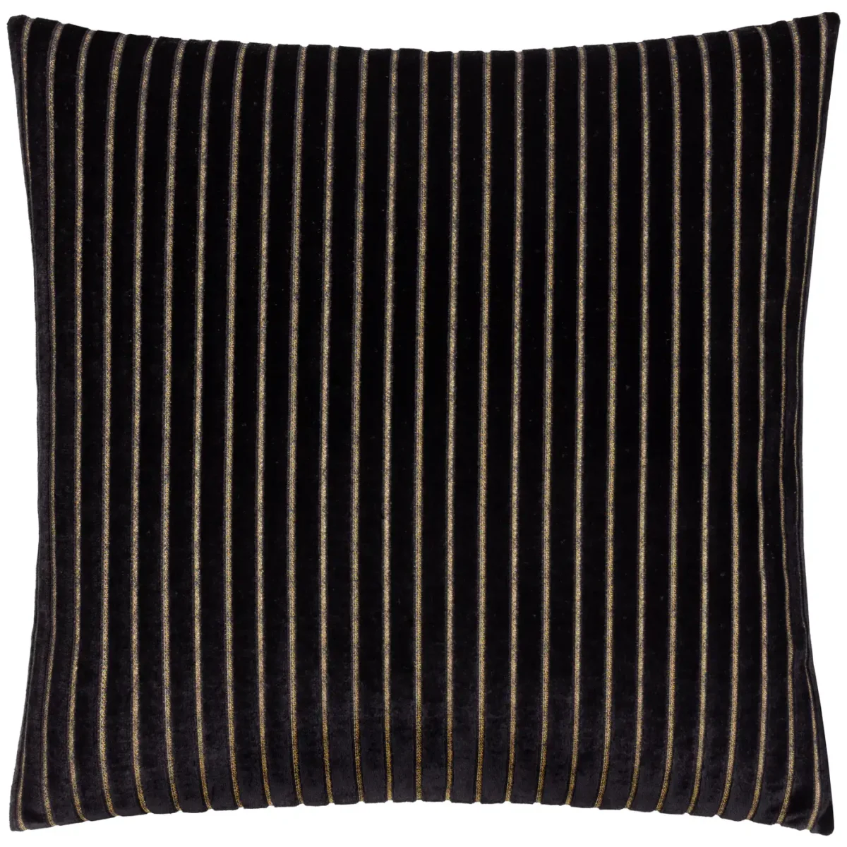 Savoy Stripe Velvet 50cm Cushion - Black by Savoy Stripe Velvet 50cm Cushion - Black from