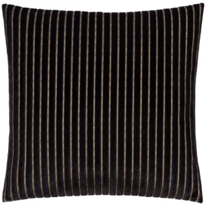 Savoy Stripe Velvet 50cm Cushion - Black