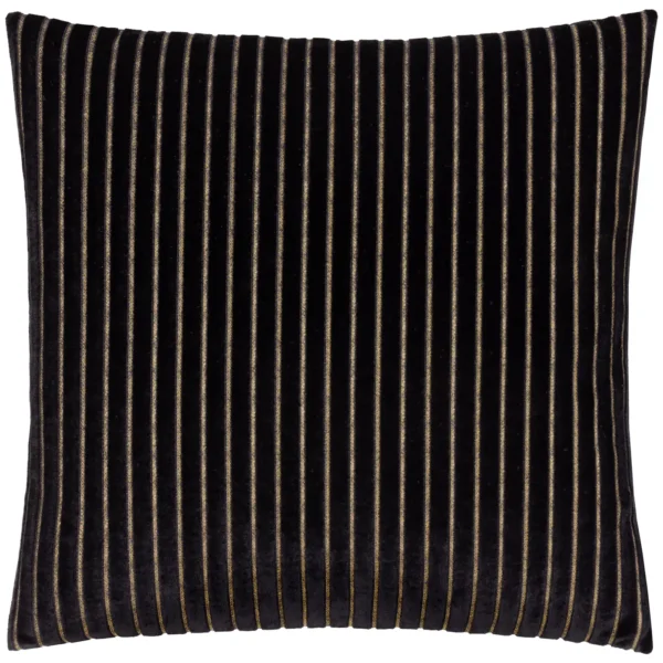 Savoy Stripe Velvet 50cm Cushion - Black from