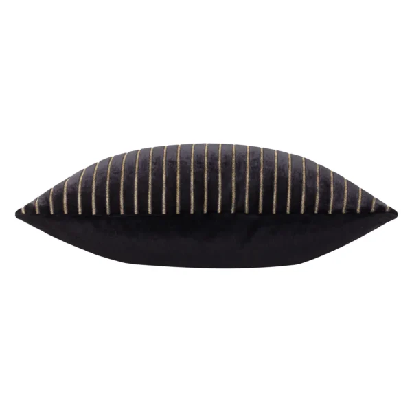 Savoy Stripe Velvet 50cm Cushion - Black from