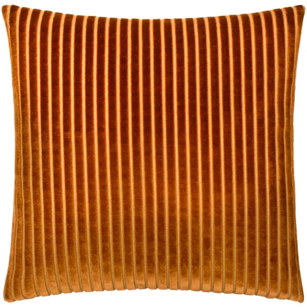 Savoy Stripe Velvet 50cm Cushion - Brick by Savoy Stripe Velvet 50cm Cushion - Brick from