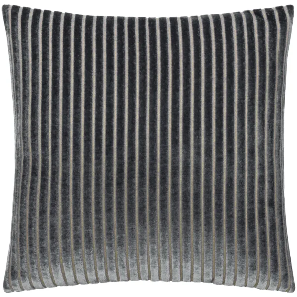 Savoy Stripe Velvet 50cm Cushion - Charcoal by Savoy Stripe Velvet 50cm Cushion - Charcoal from
