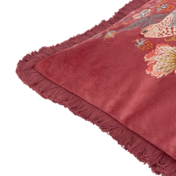 Strawberry Thief Embroidery Velvet 50cm Cushion - Berry by Strawberry Thief Embroidery Velvet 50cm Cushion - Berry from