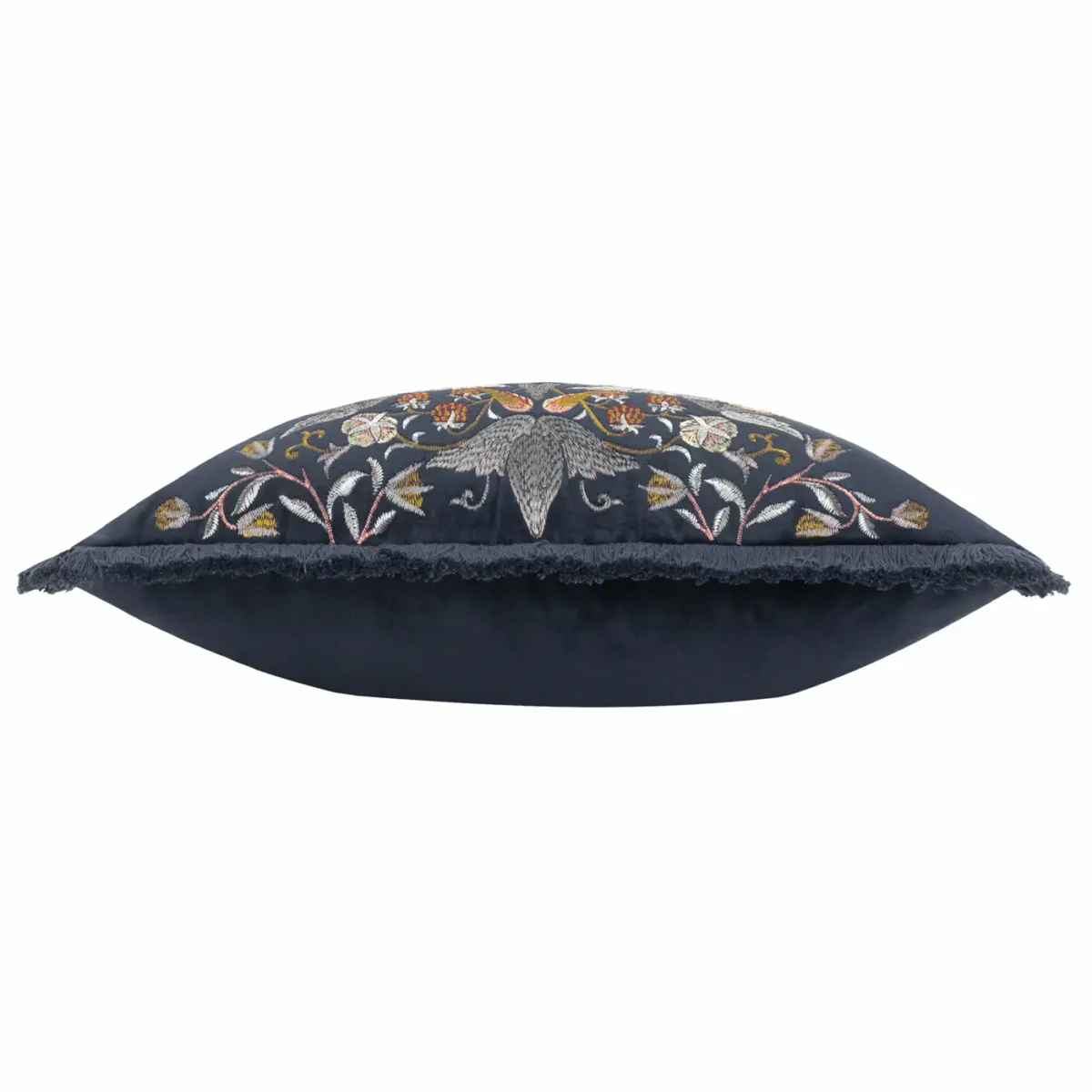 Strawberry Thief Embroidery Velvet 50cm Cushion - Indigo from