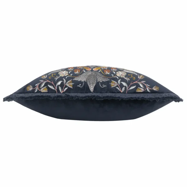Strawberry Thief Embroidery Velvet 50cm Cushion - Indigo by Strawberry Thief Embroidery Velvet 50cm Cushion - Indigo from