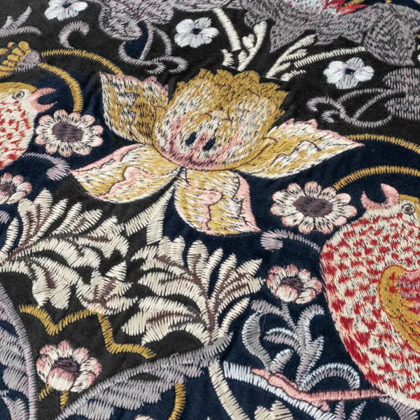 Strawberry Thief Embroidery Velvet 50cm Cushion - Indigo by Strawberry Thief Embroidery Velvet 50cm Cushion - Indigo from