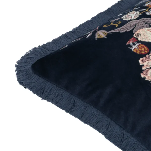 Strawberry Thief Embroidery Velvet 50cm Cushion - Indigo by Strawberry Thief Embroidery Velvet 50cm Cushion - Indigo from