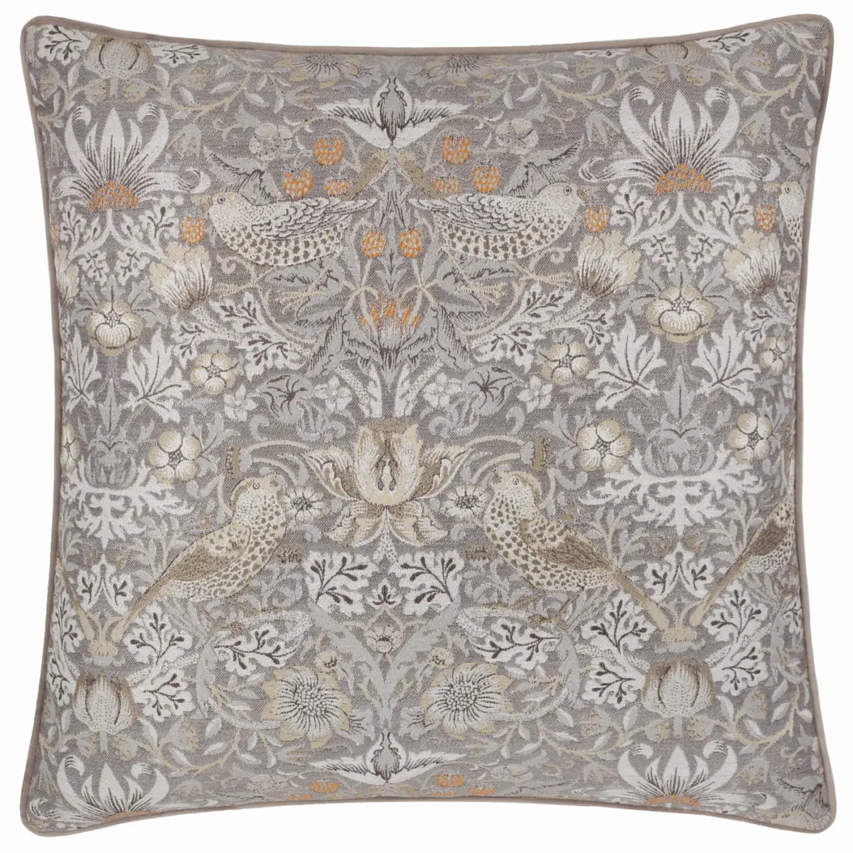 Strawberry Thief Jacquard 55cm Cushion - Biscuit from