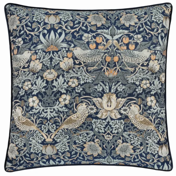 Strawberry Thief Jacquard 55cm Cushion - Indigo by Strawberry Thief Jacquard 55cm Cushion - Indigo from