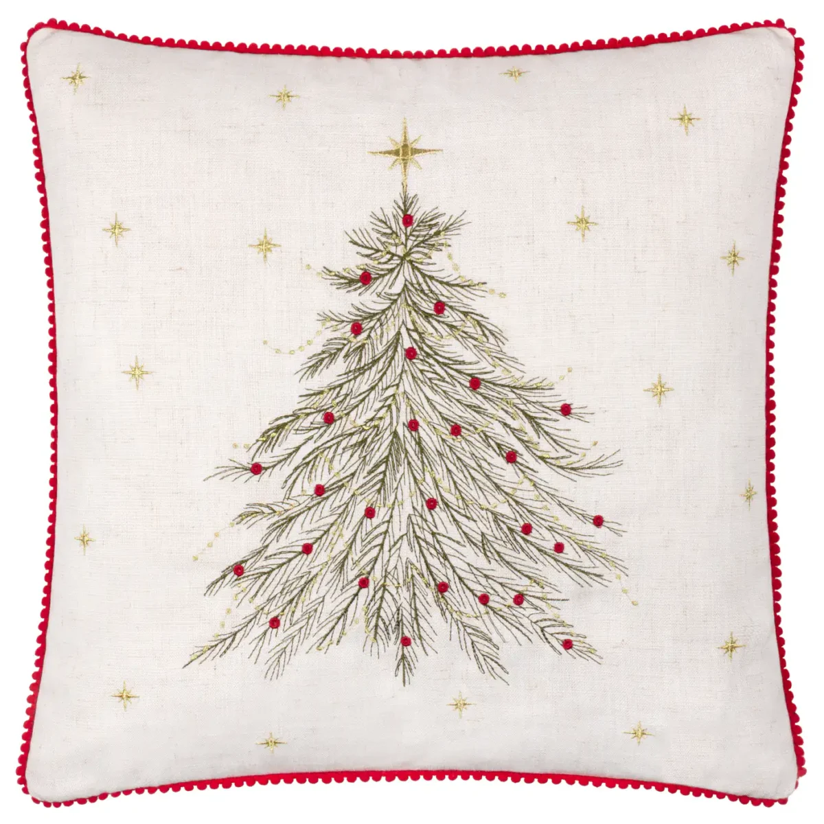 Twinkling Tree Embroidered 45cm Cushion - Natural from
