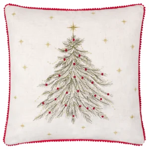 Twinkling Tree Embroidered 45cm Cushion - Natural