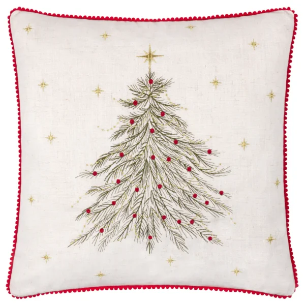 Twinkling Tree Embroidered 45cm Cushion - Natural from