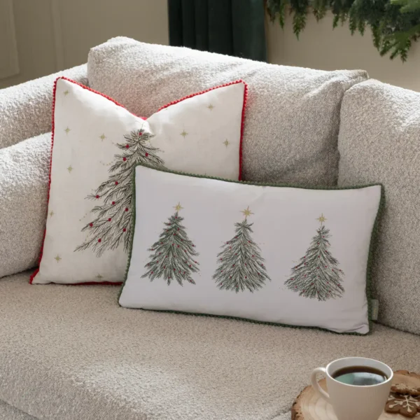 Twinkling Tree Embroidered 45cm Cushion - Natural from