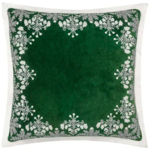 Winter Bloom Embroidered 50cm Cushion - Green
