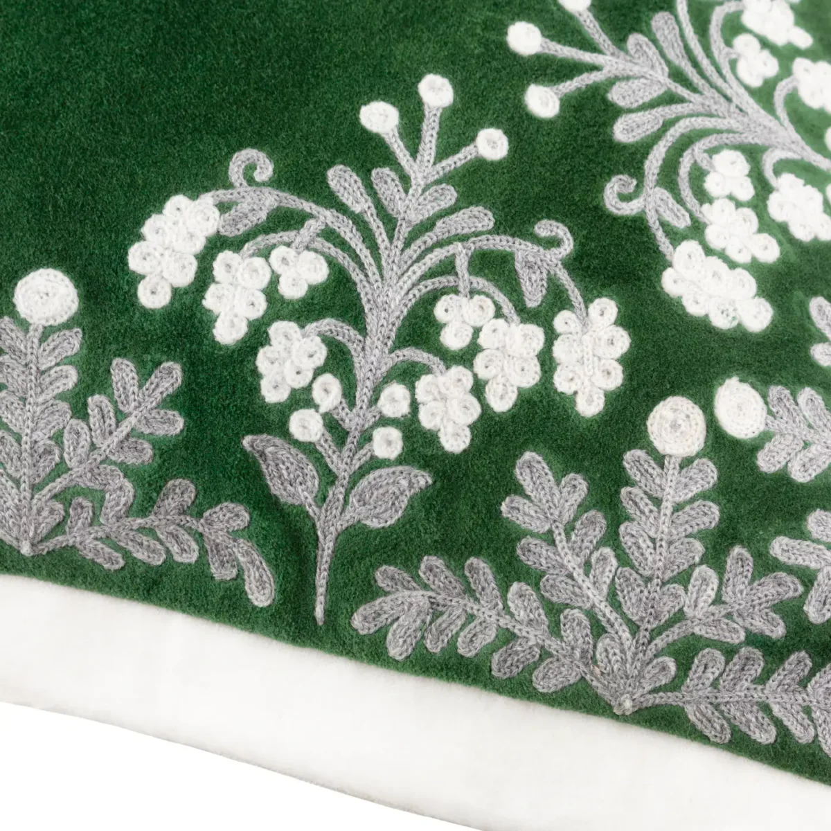 Winter Bloom Embroidered 50cm Cushion - Green by Winter Bloom Embroidered 50cm Cushion - Green from