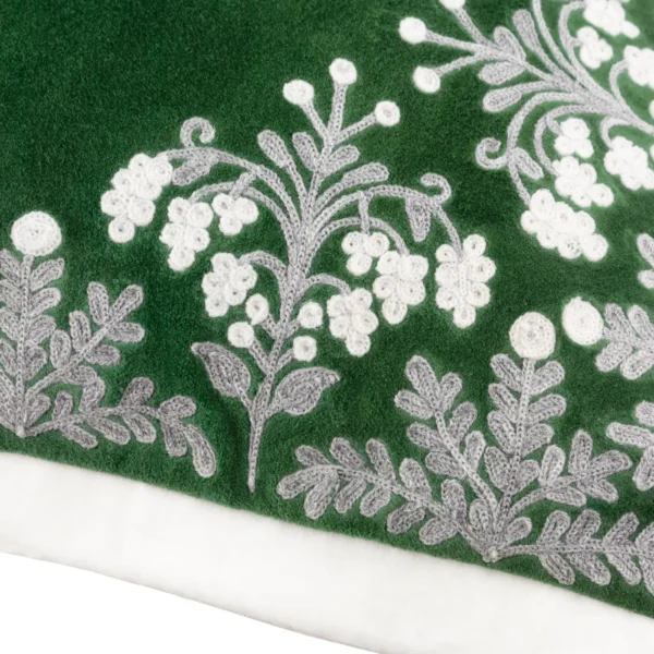 Winter Bloom Embroidered 50cm Cushion - Green by Winter Bloom Embroidered 50cm Cushion - Green from