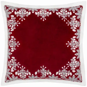 Winter Bloom Embroidered 50cm Cushion - Red
