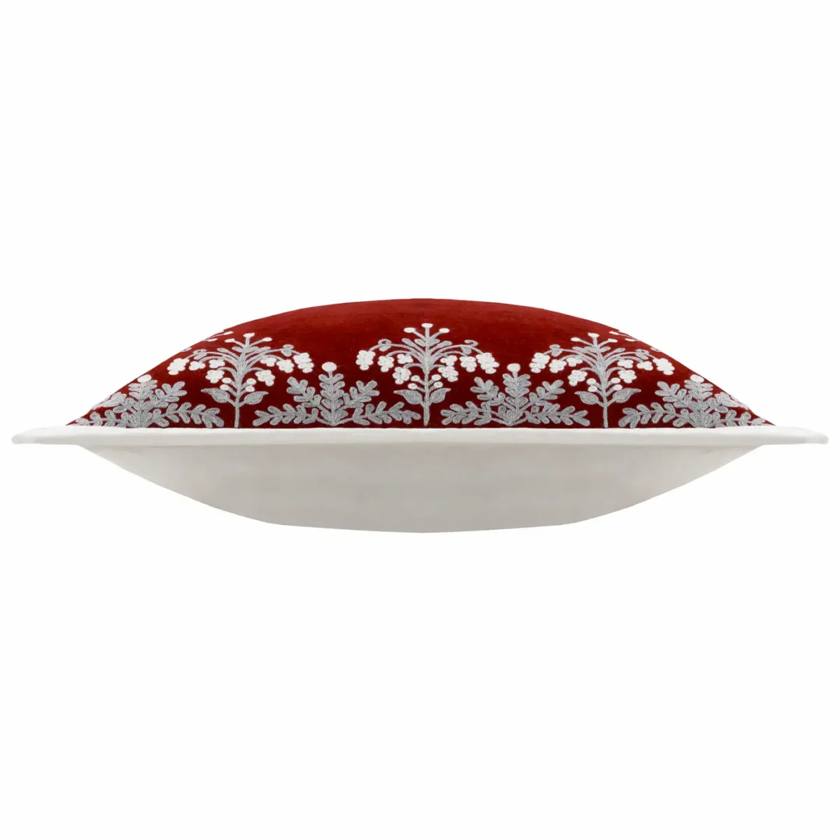 Winter Bloom Embroidered 50cm Cushion - Red by Winter Bloom Embroidered 50cm Cushion - Red from
