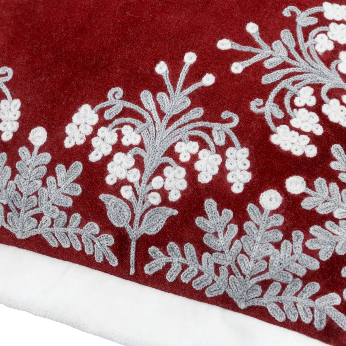 Winter Bloom Embroidered 50cm Cushion - Red by Winter Bloom Embroidered 50cm Cushion - Red from